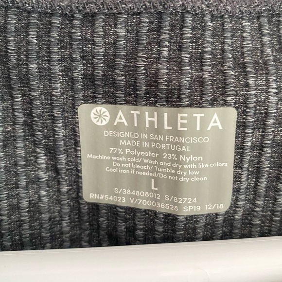 Heather Grey Ribbed Athleta Workout Tank - Picture 2 of 3